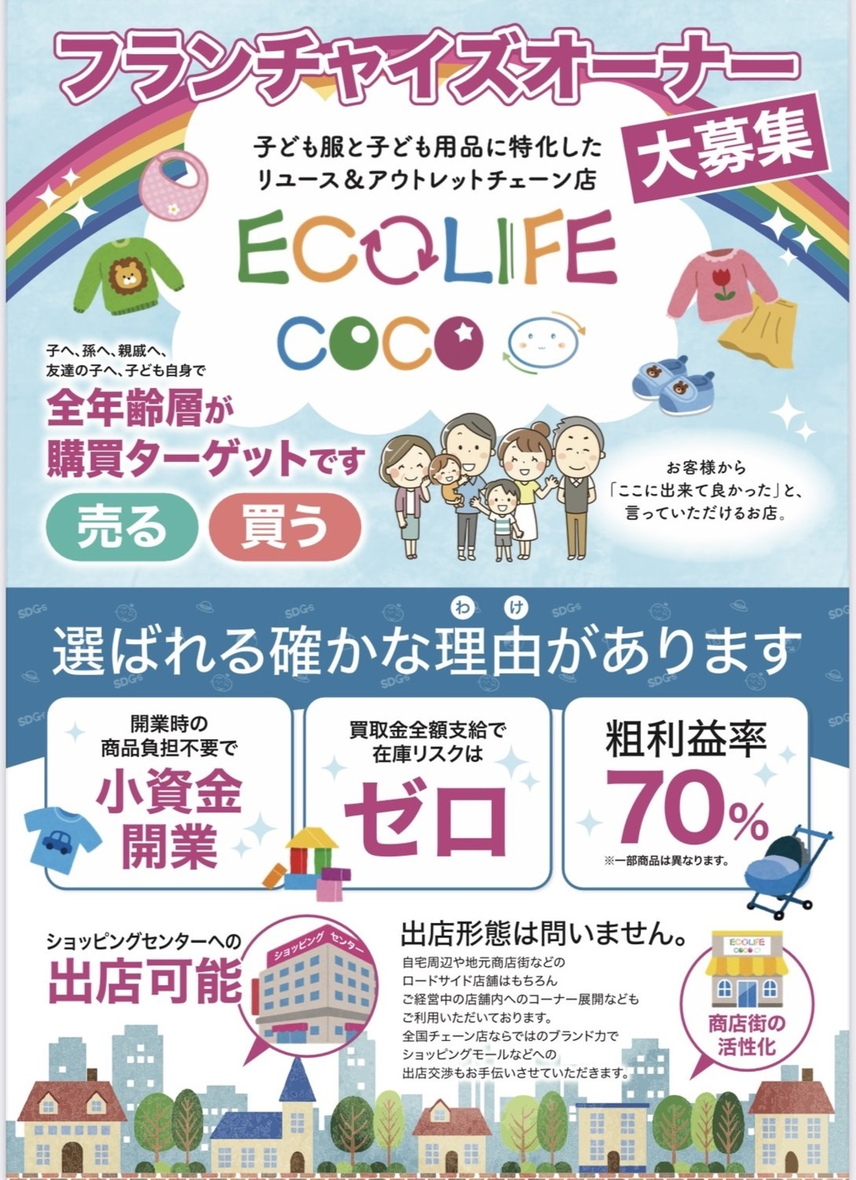 子育てママに朗報！全品20%オフ＆アンパンマン抽選も！子ども服リユース「ECOLIFE COCO」がララガーデン長町に4月24日オープン