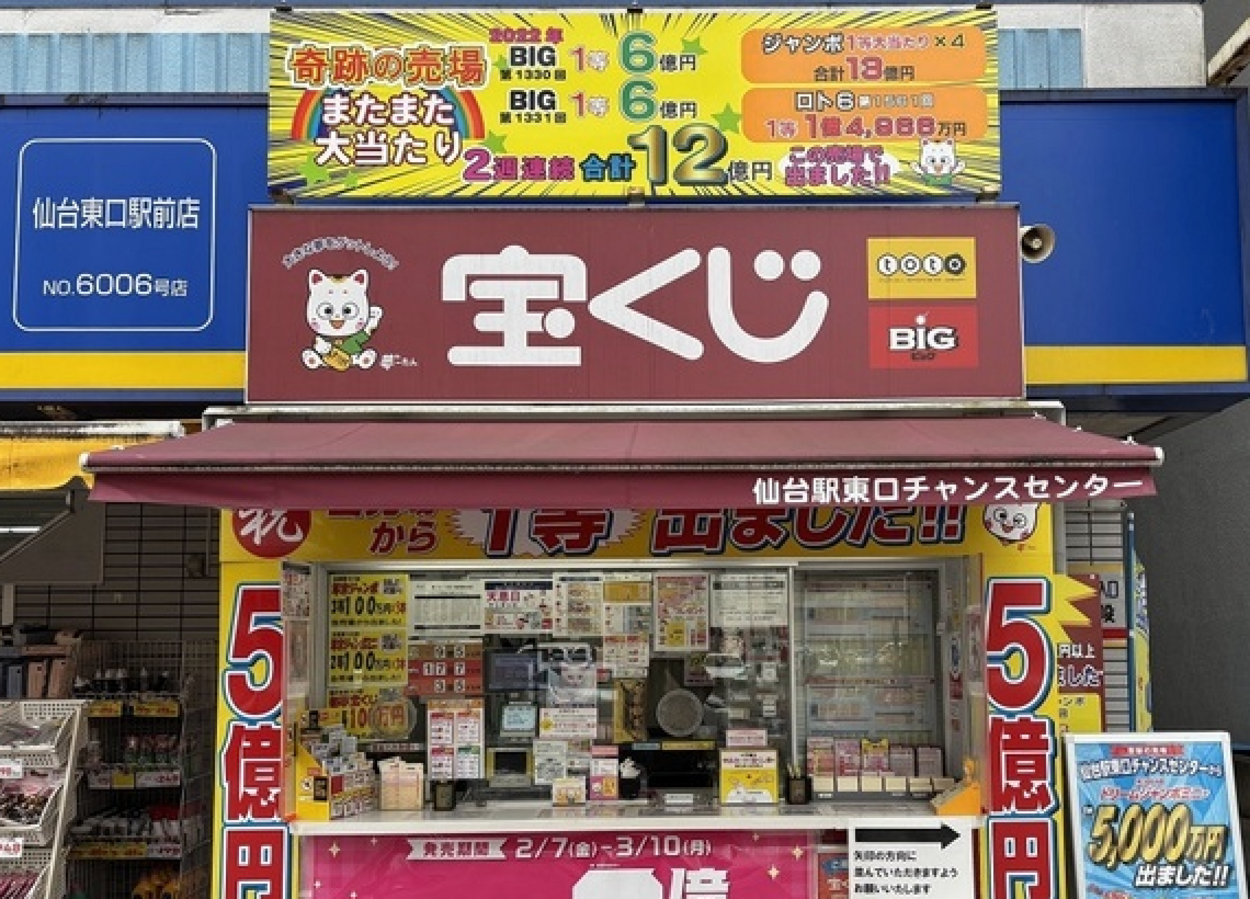 年末ジャンボ10億円！4年連続1等【仙台の宝くじ売り場BEST5】本当に大当たり続出「金運アップ！ご利益スポット」「幸運の猫」