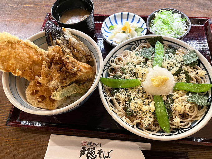 【静岡駅】静岡の味と言えば磯おろし♪【戸隠そば】秋鮭と旬野菜の天丼と磯おろしの限定セットは必食です