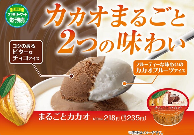 静岡の一部店舗で先行販売！【ファミリーマート】「カカオまるごと楽しめる♪」2層構造の濃厚アイス