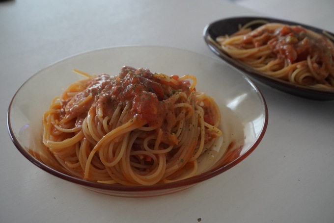 ロピアトマトでパスタ完成.JPG